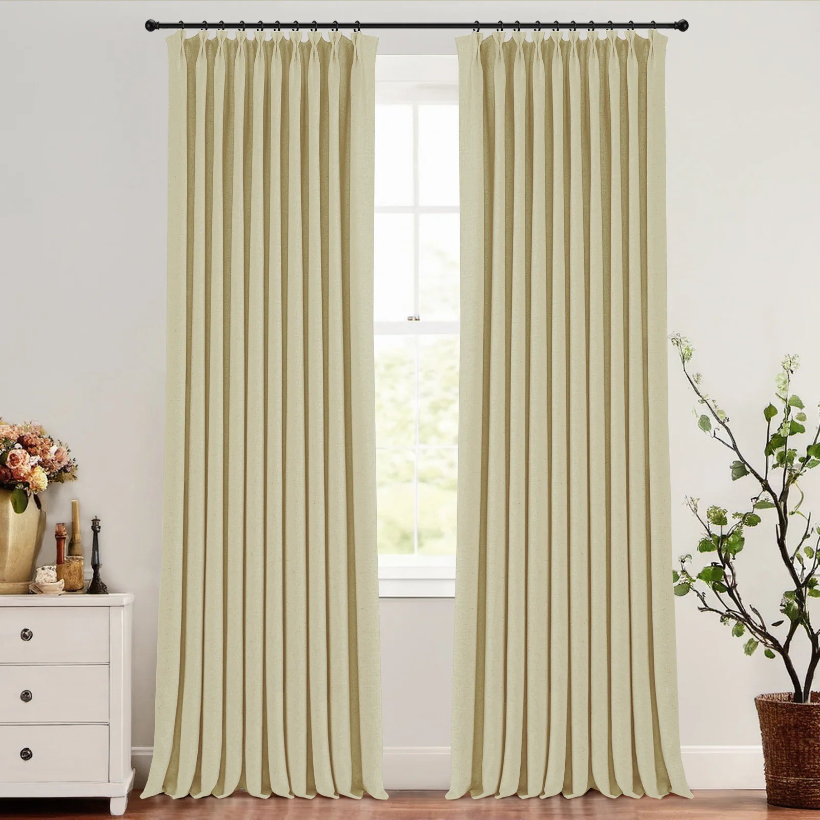 Skyler Linen Blackout Curtain Pleated