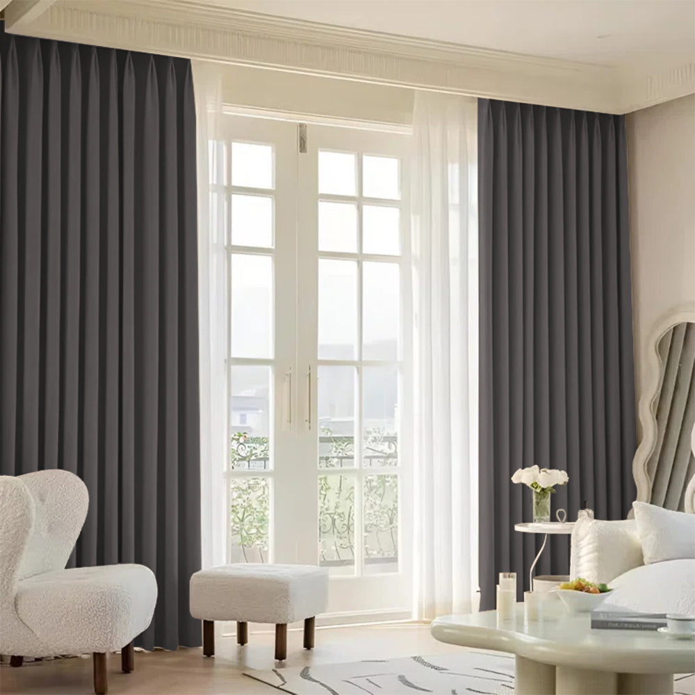 Cloud Velvet Minimalist Ripple Fold Curtain with Track Kit