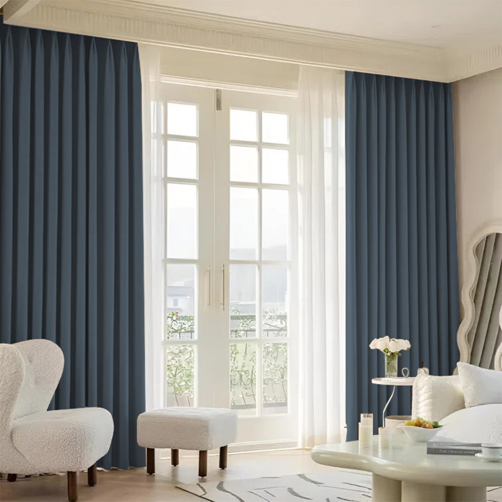 Cloud Velvet Minimalist Ripple Fold Curtain with Track Kit