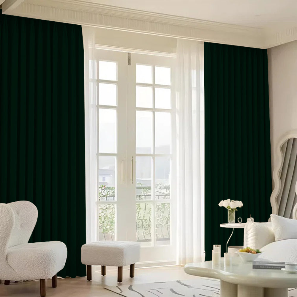 Cloud Velvet Minimalist Ripple Fold Curtain with Track Kit