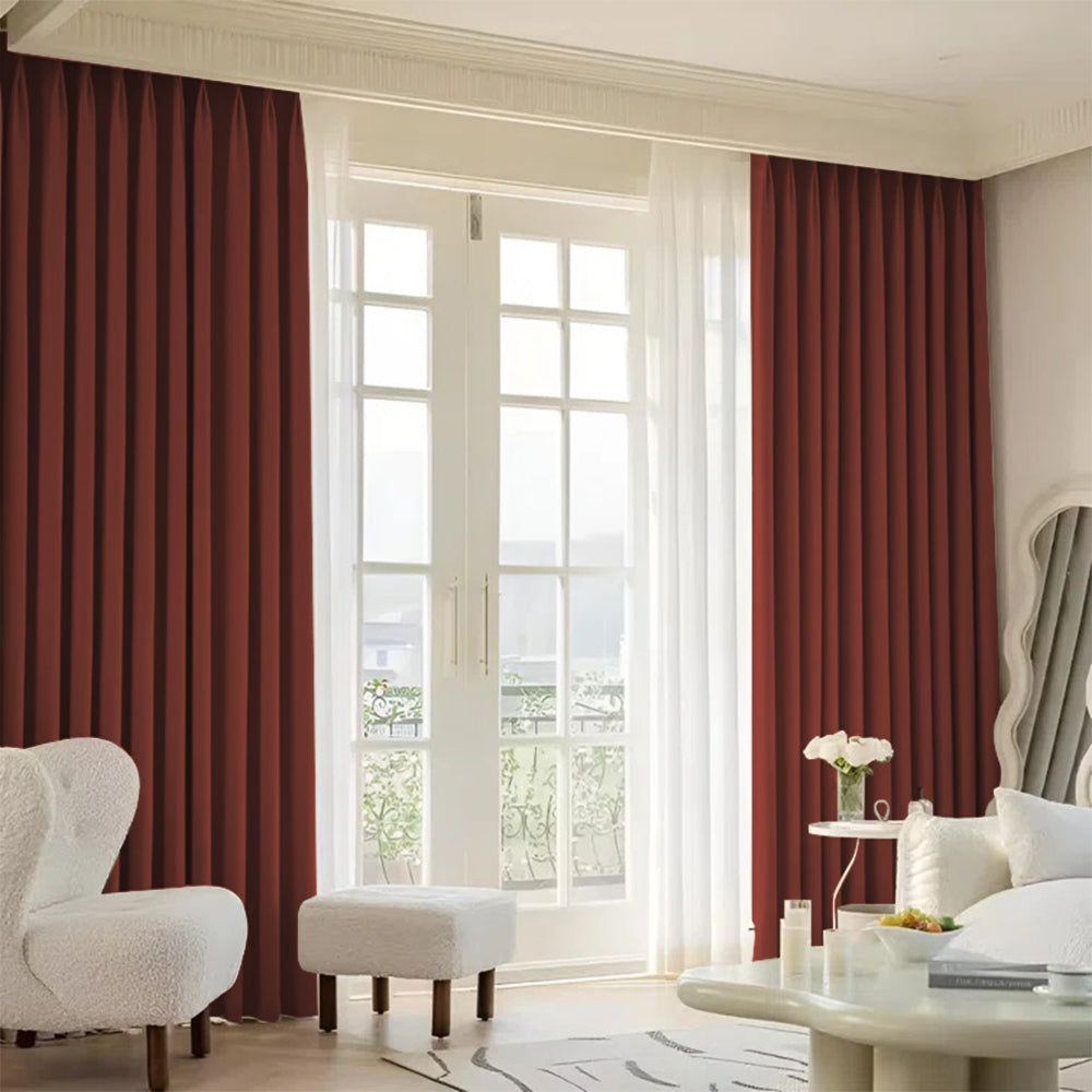 Cloud Velvet Minimalist Ripple Fold Curtain with Track Kit