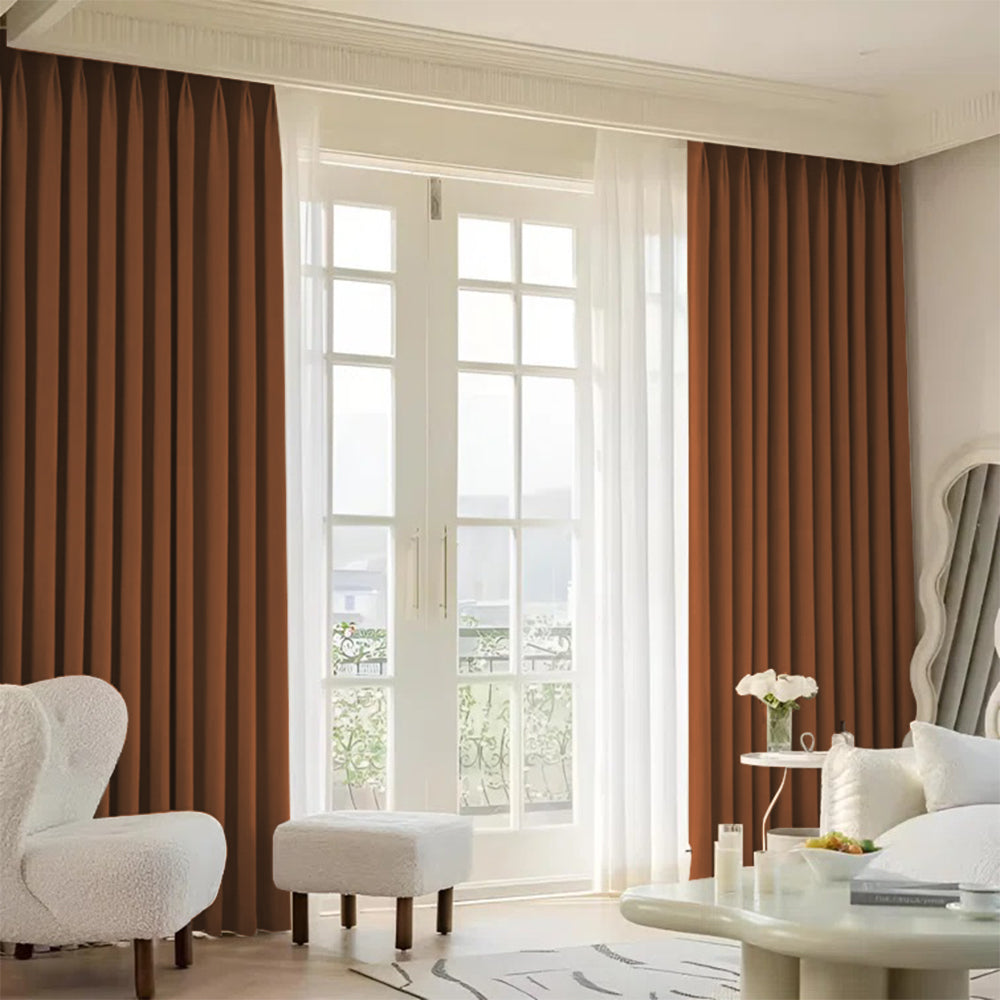 Cloud Velvet Minimalist Ripple Fold Curtain with Track Kit