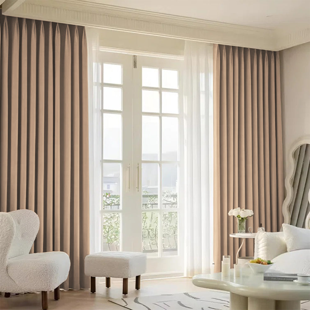 Cloud Velvet Minimalist Ripple Fold Curtain with Track Kit