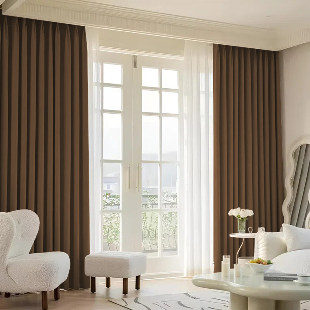 Cloud Velvet Minimalist Ripple Fold Curtain with Track Kit