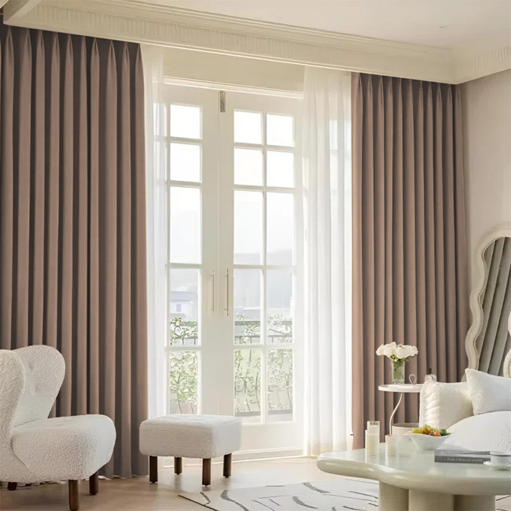 Cloud Velvet Minimalist Ripple Fold Curtain with Track Kit