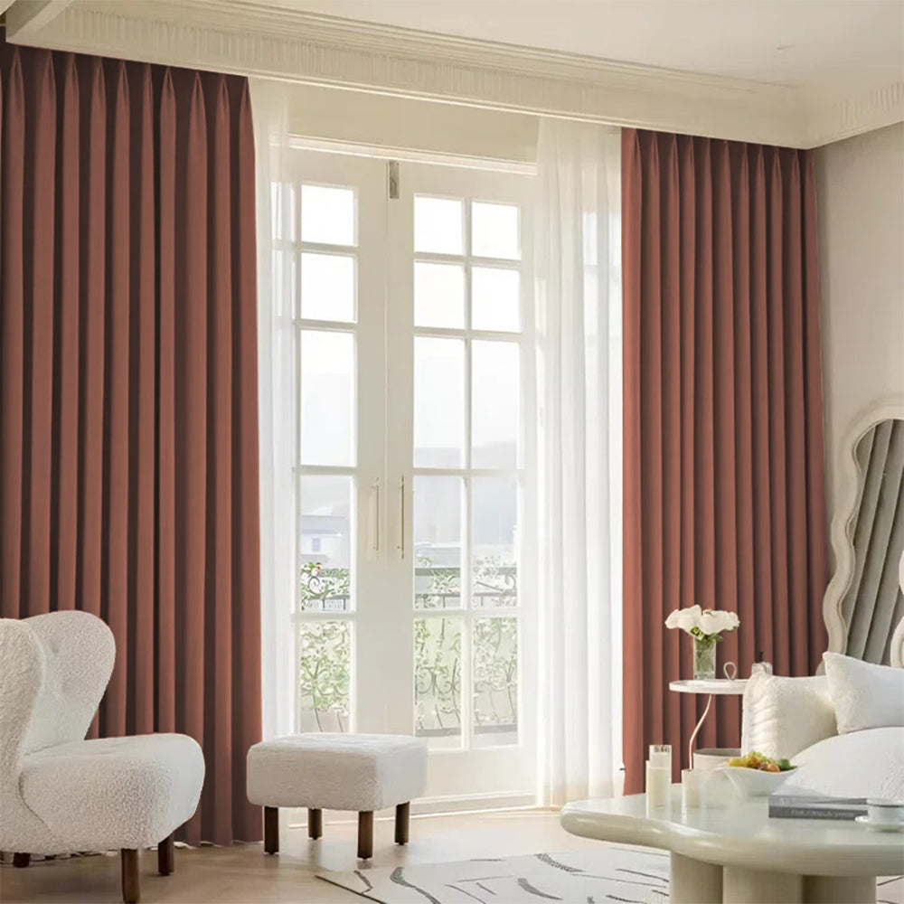 Cloud Velvet Minimalist Ripple Fold Curtain with Track Kit