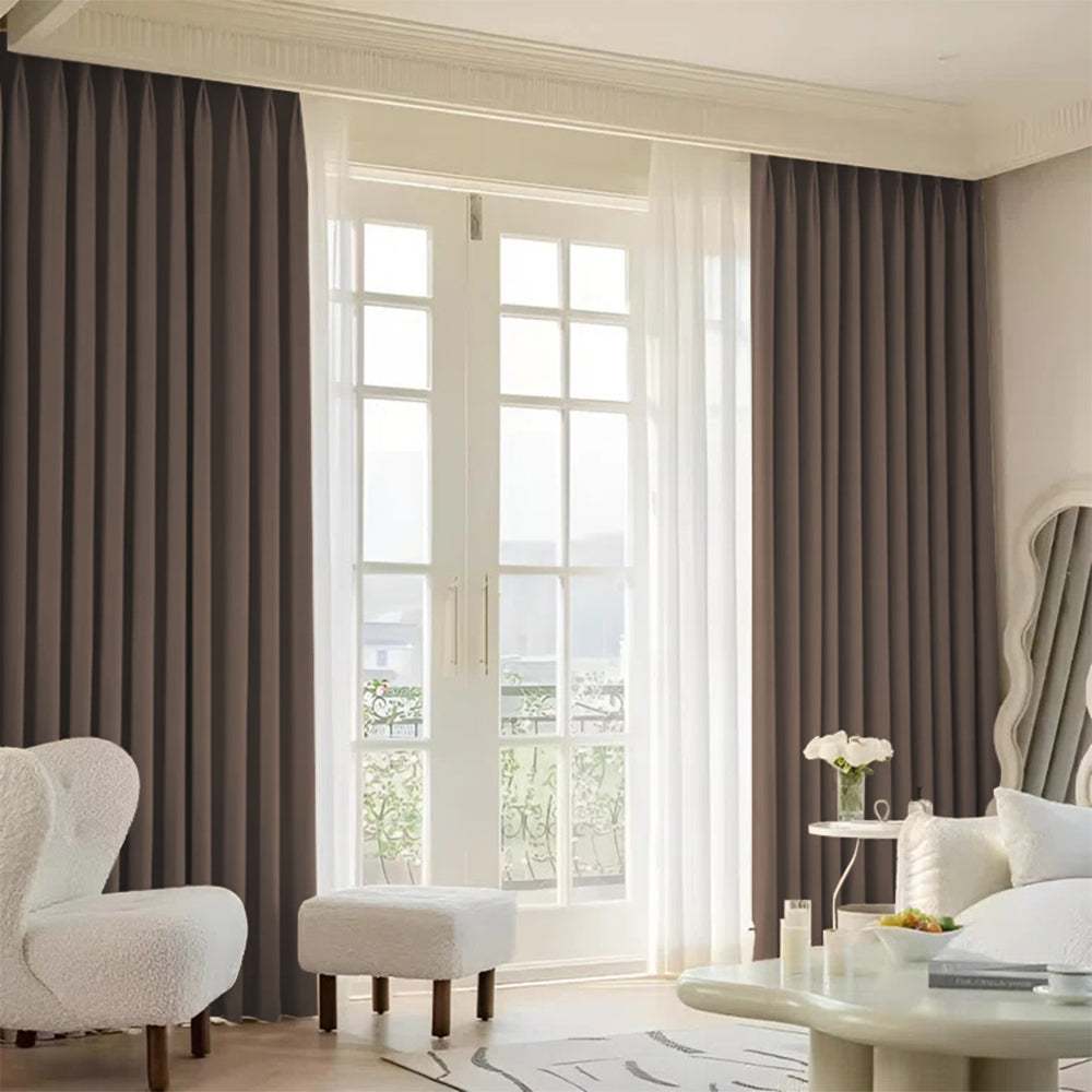 Cloud Velvet Minimalist Ripple Fold Curtain with Track Kit