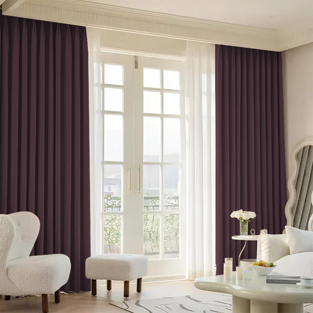 Cloud Velvet Minimalist Ripple Fold Curtain with Track Kit