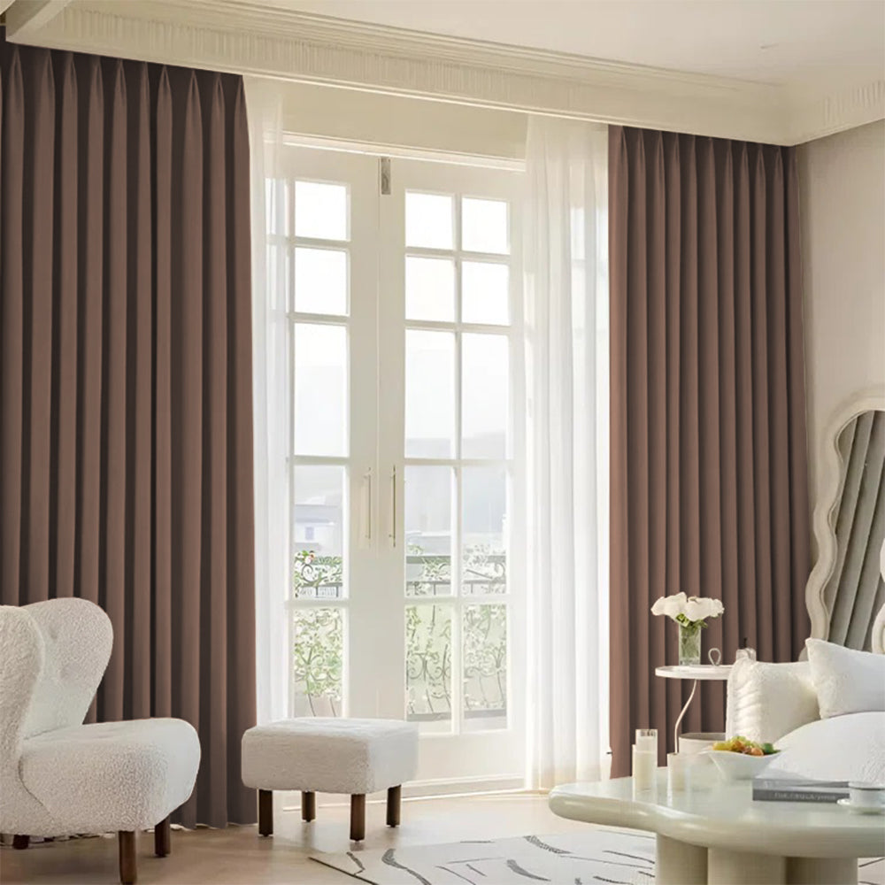 Cloud Velvet Minimalist Ripple Fold Curtain with Track Kit