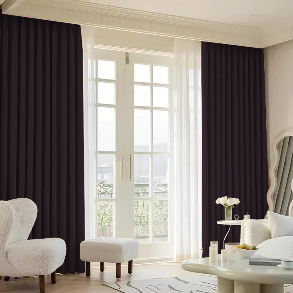 Cloud Velvet Minimalist Ripple Fold Curtain with Track Kit
