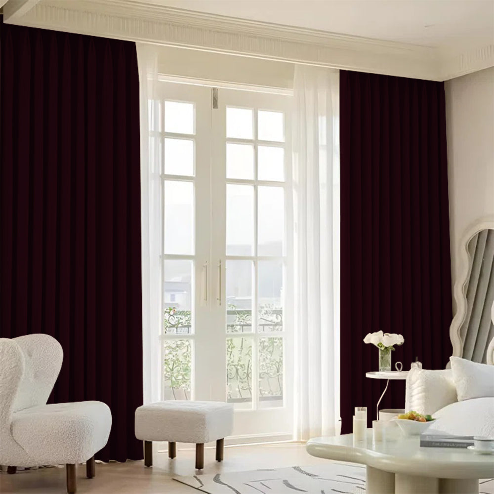 Cloud Velvet Minimalist Ripple Fold Curtain with Track Kit