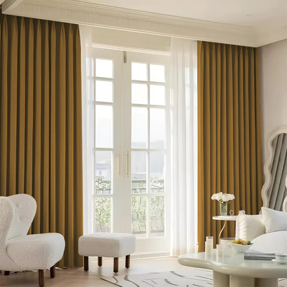 Cloud Velvet Minimalist Ripple Fold Curtain with Track Kit