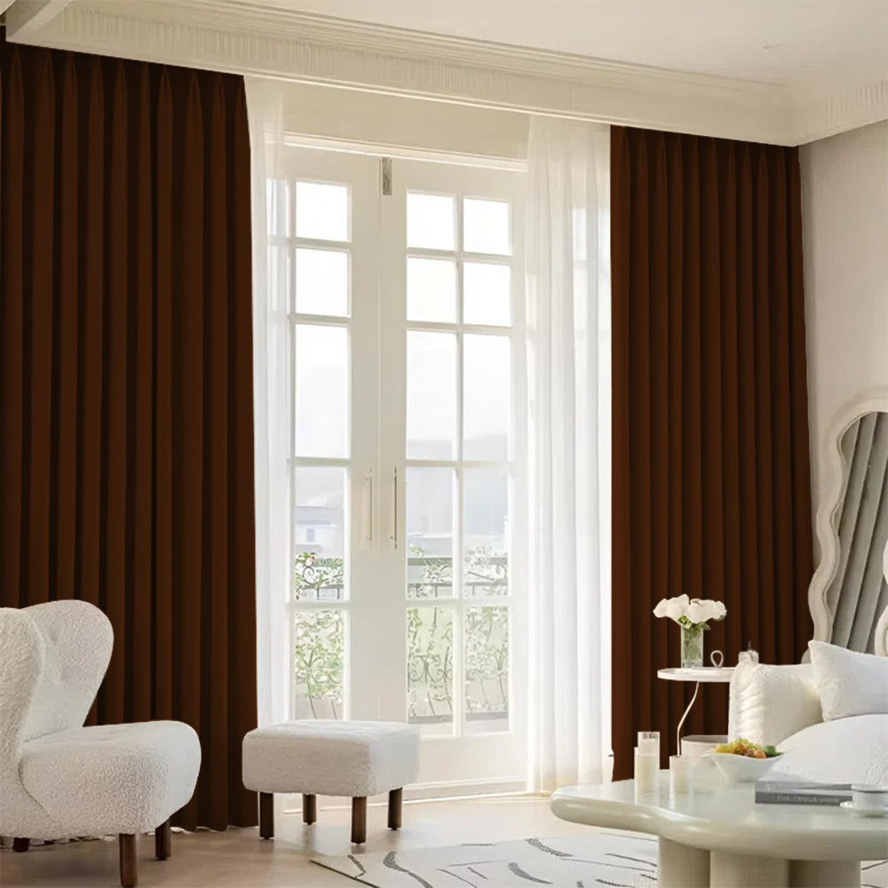 Cloud Velvet Minimalist Ripple Fold Curtain with Track Kit