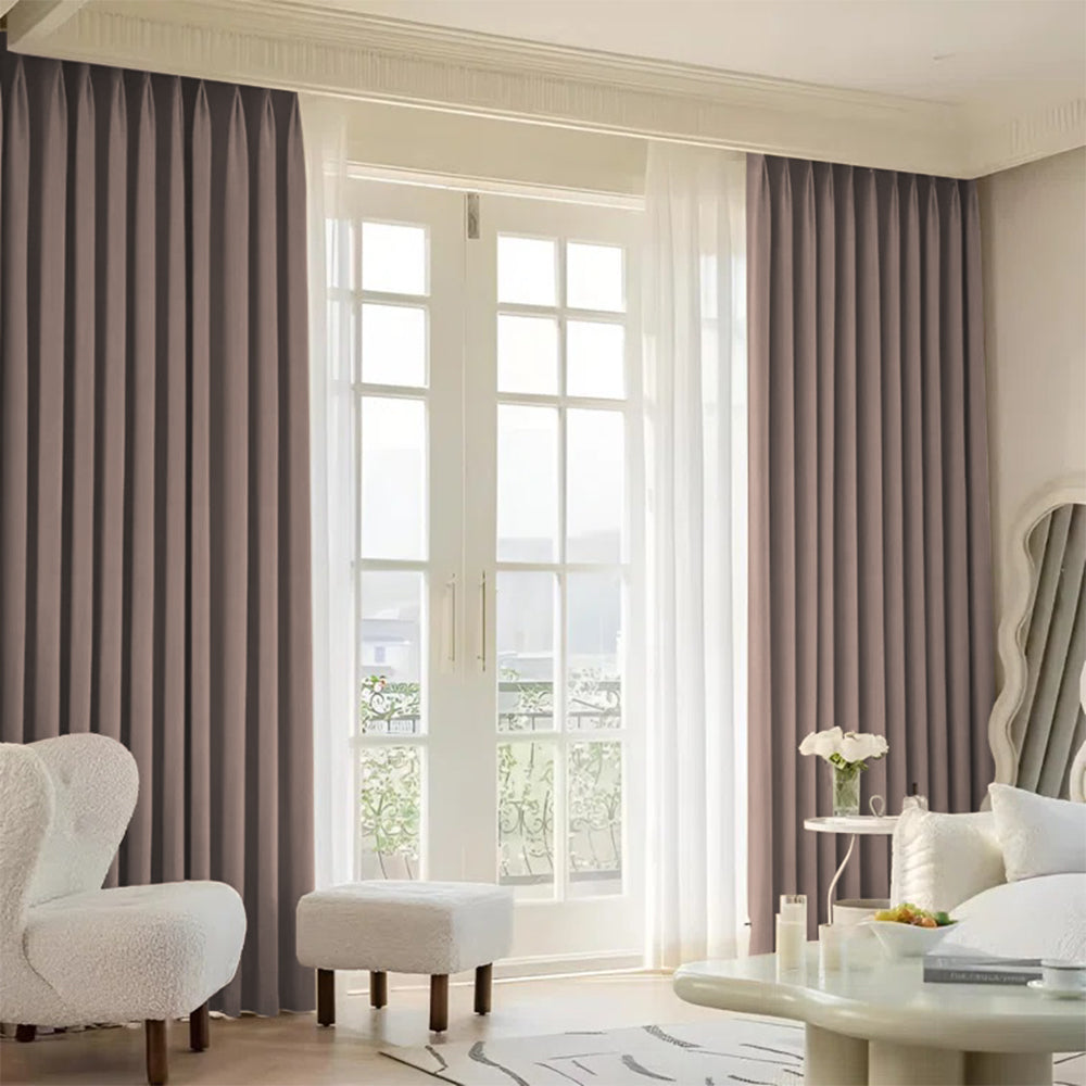Cloud Velvet Minimalist Ripple Fold Curtain with Track Kit