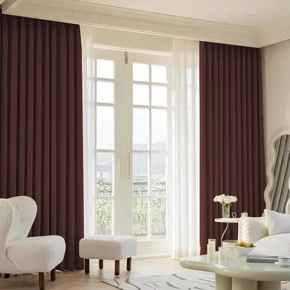 Cloud Velvet Minimalist Ripple Fold Curtain with Track Kit