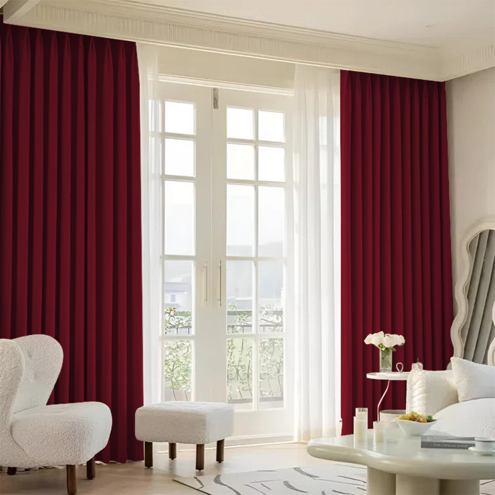 Cloud Velvet Minimalist Ripple Fold Curtain with Track Kit