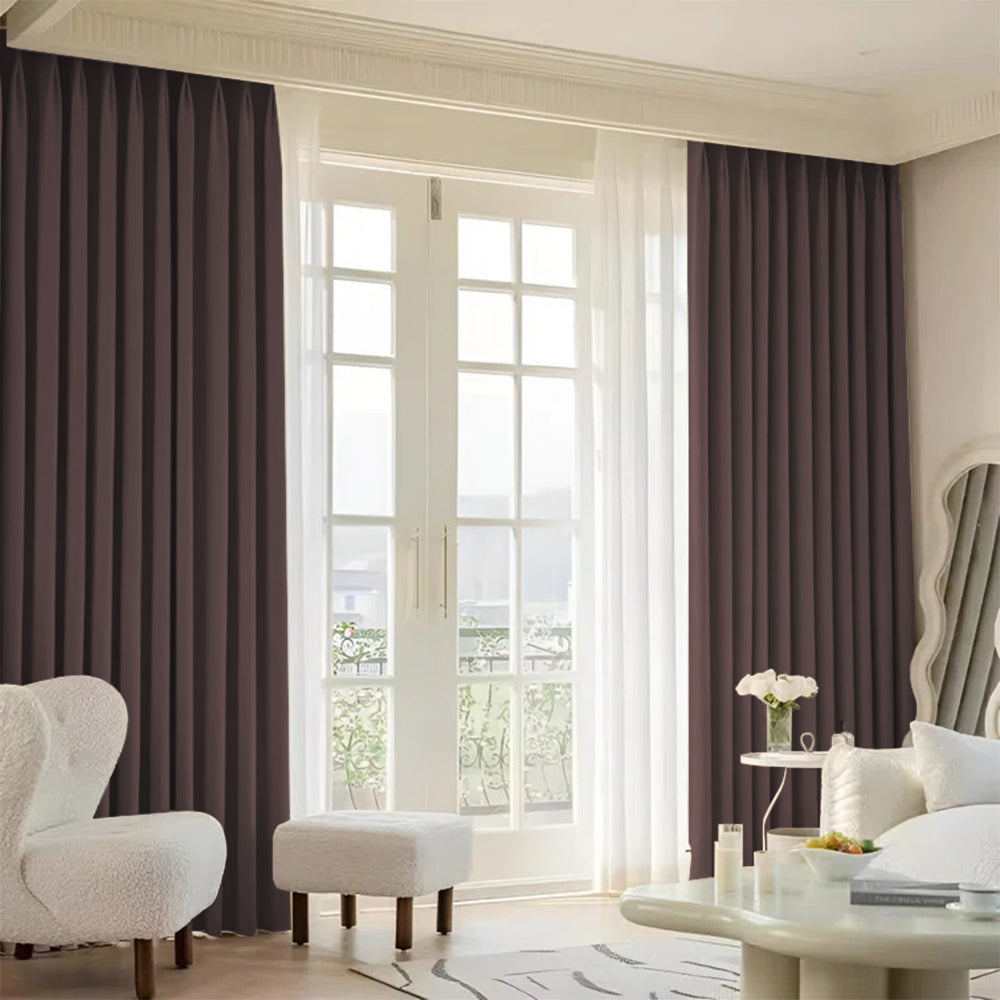 Cloud Velvet Minimalist Ripple Fold Curtain with Track Kit