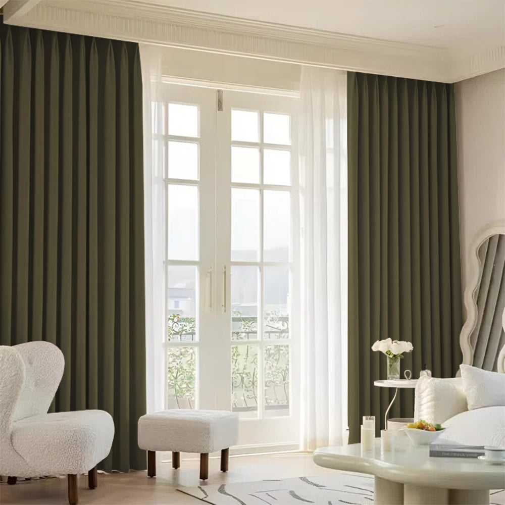 Cloud Velvet Minimalist Ripple Fold Curtain with Track Kit