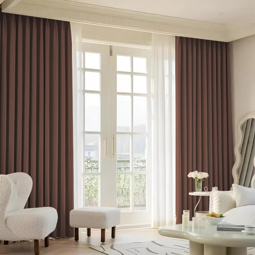 Cloud Velvet Minimalist Ripple Fold Curtain with Track Kit