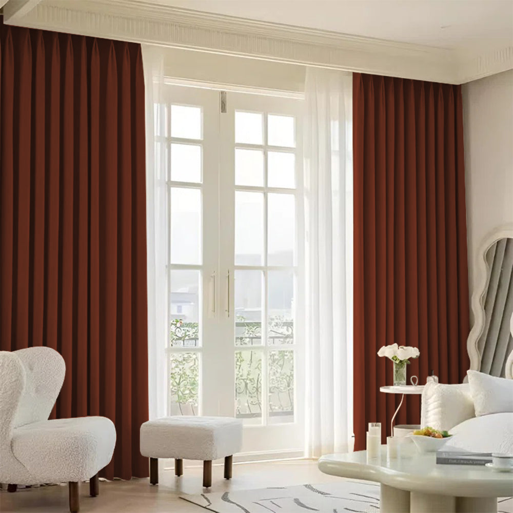 Cloud Velvet Minimalist Ripple Fold Curtain with Track Kit