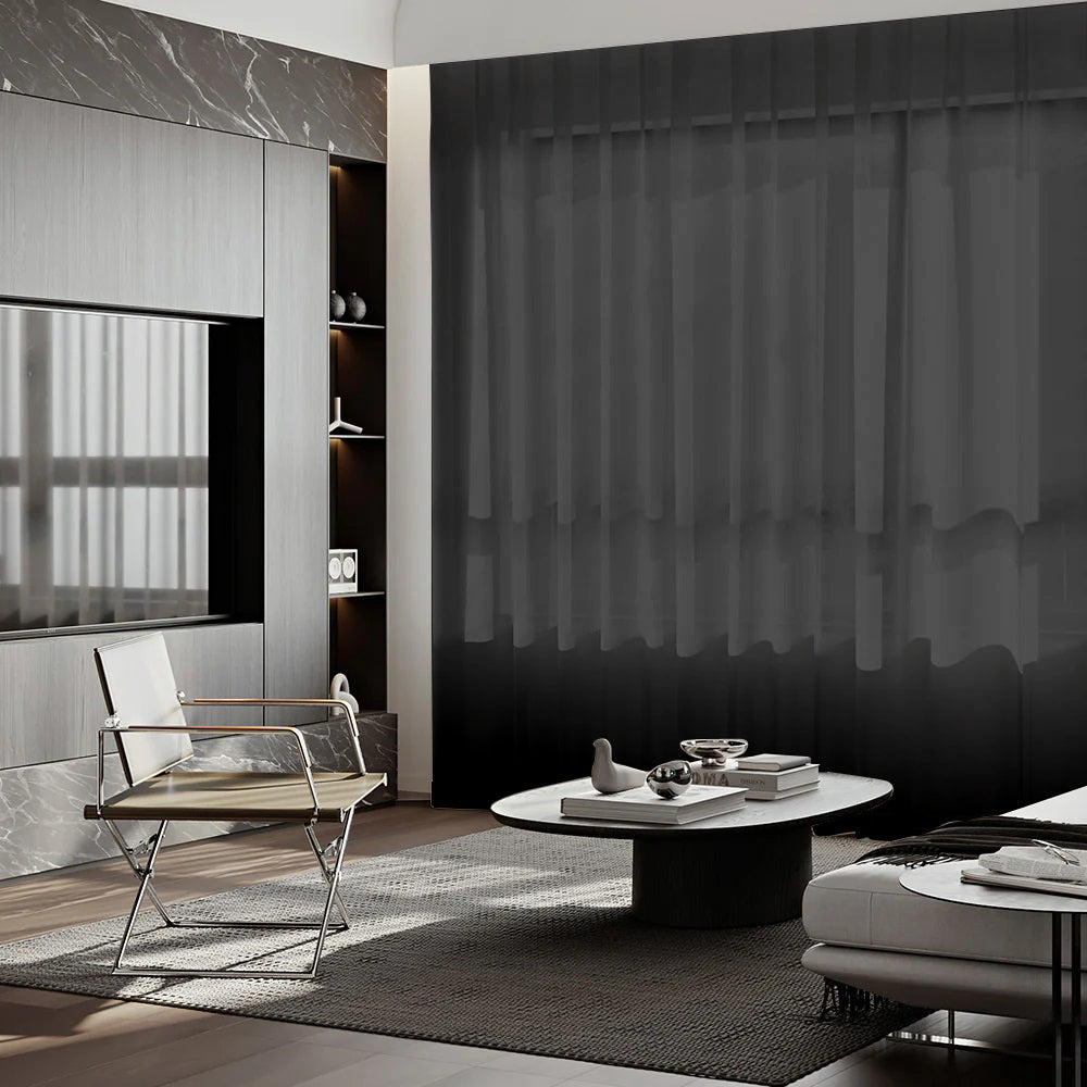 Sunny Linen Blackout Ripple Fold Curtain with Track Kit