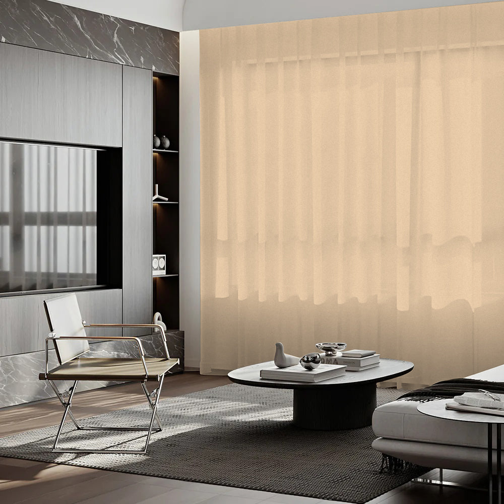 Sunny Linen Blackout Ripple Fold Curtain with Track Kit