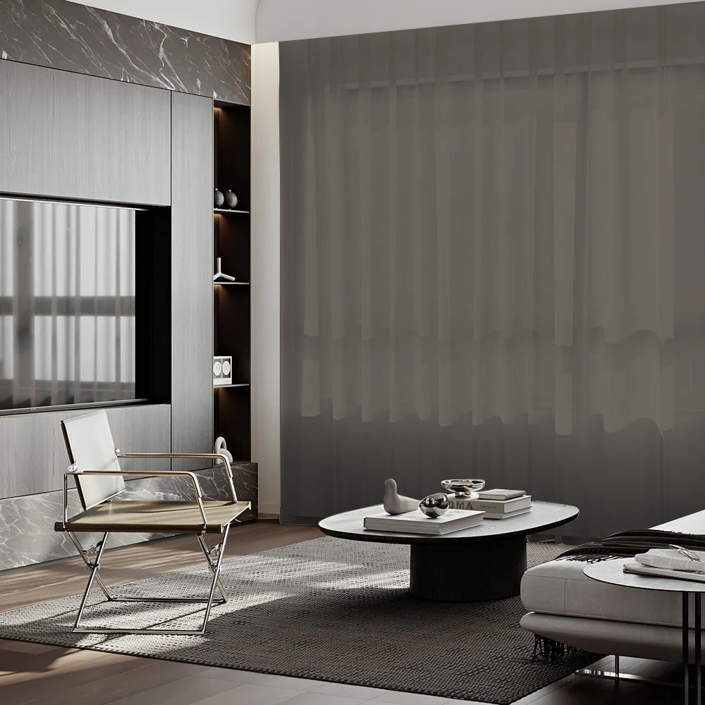 Sunny Linen Blackout Ripple Fold Curtain with Track Kit
