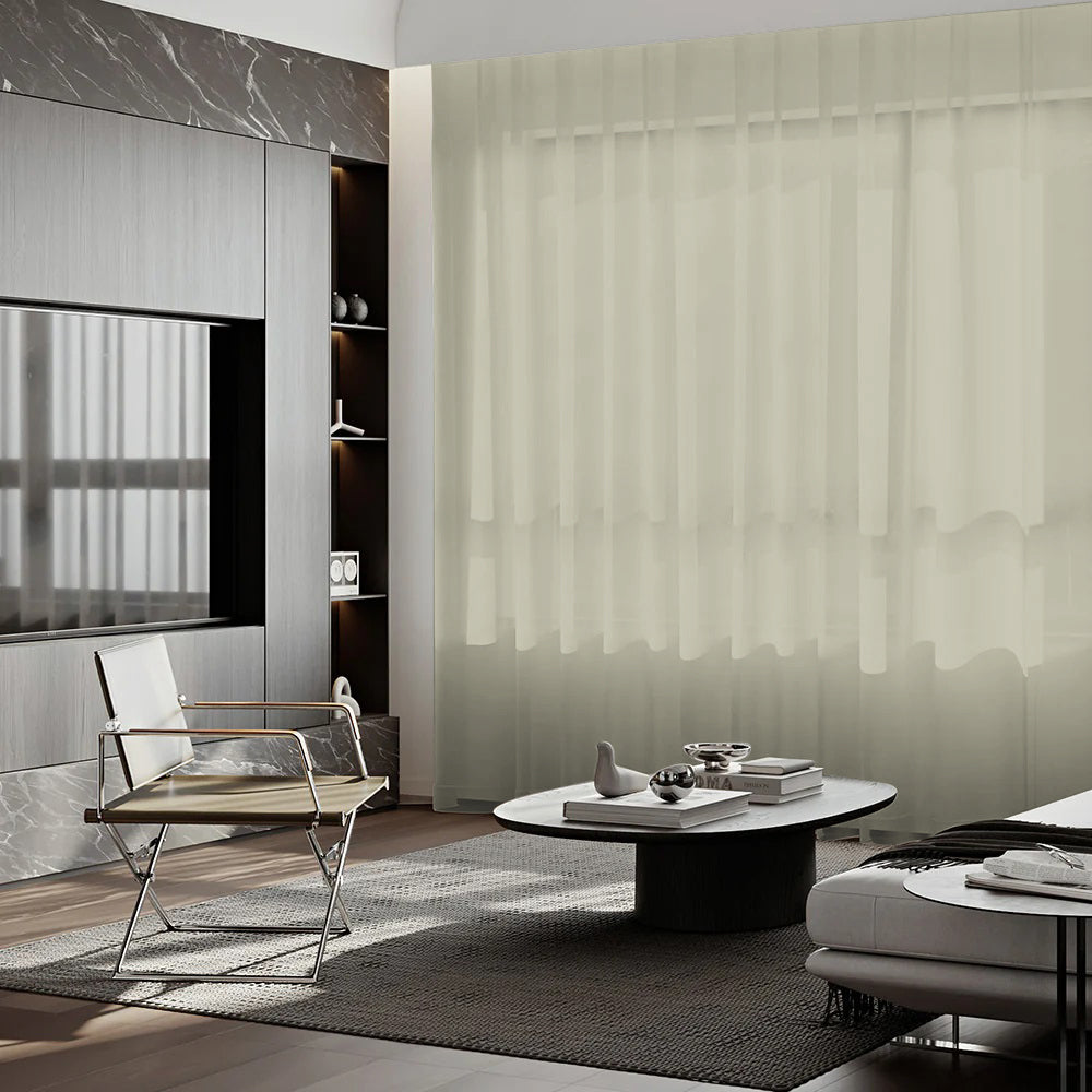 Sunny Linen Blackout Ripple Fold Curtain with Track Kit