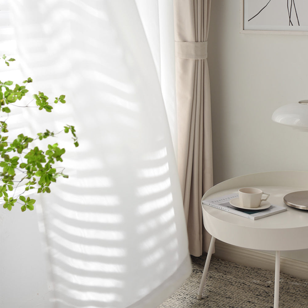 Sunny Linen Blackout Ripple Fold Curtain with Track Kit