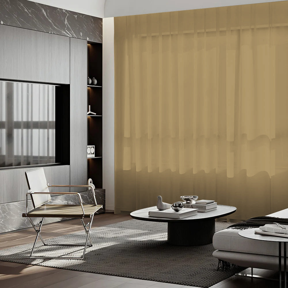 Sunny Linen Blackout Ripple Fold Curtain with Track Kit
