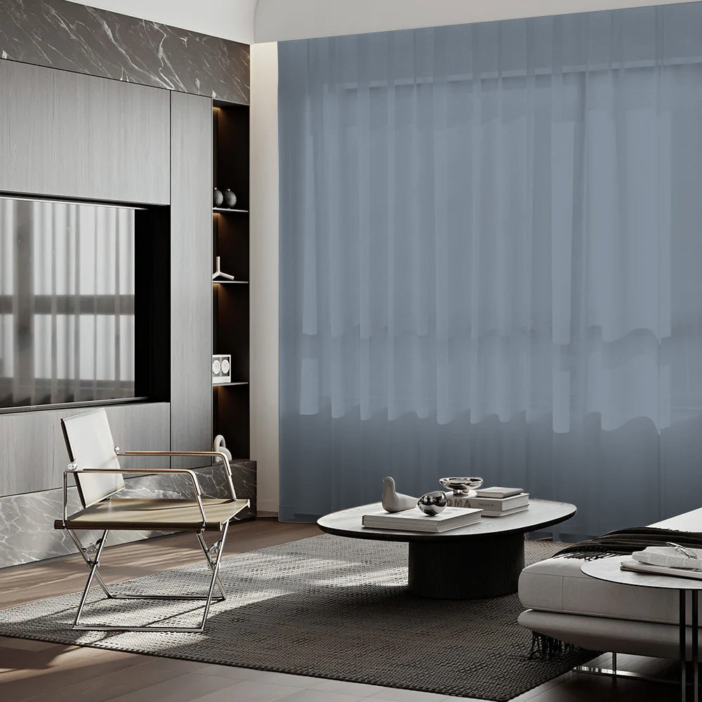 Sunny Linen Blackout Ripple Fold Curtain with Track Kit
