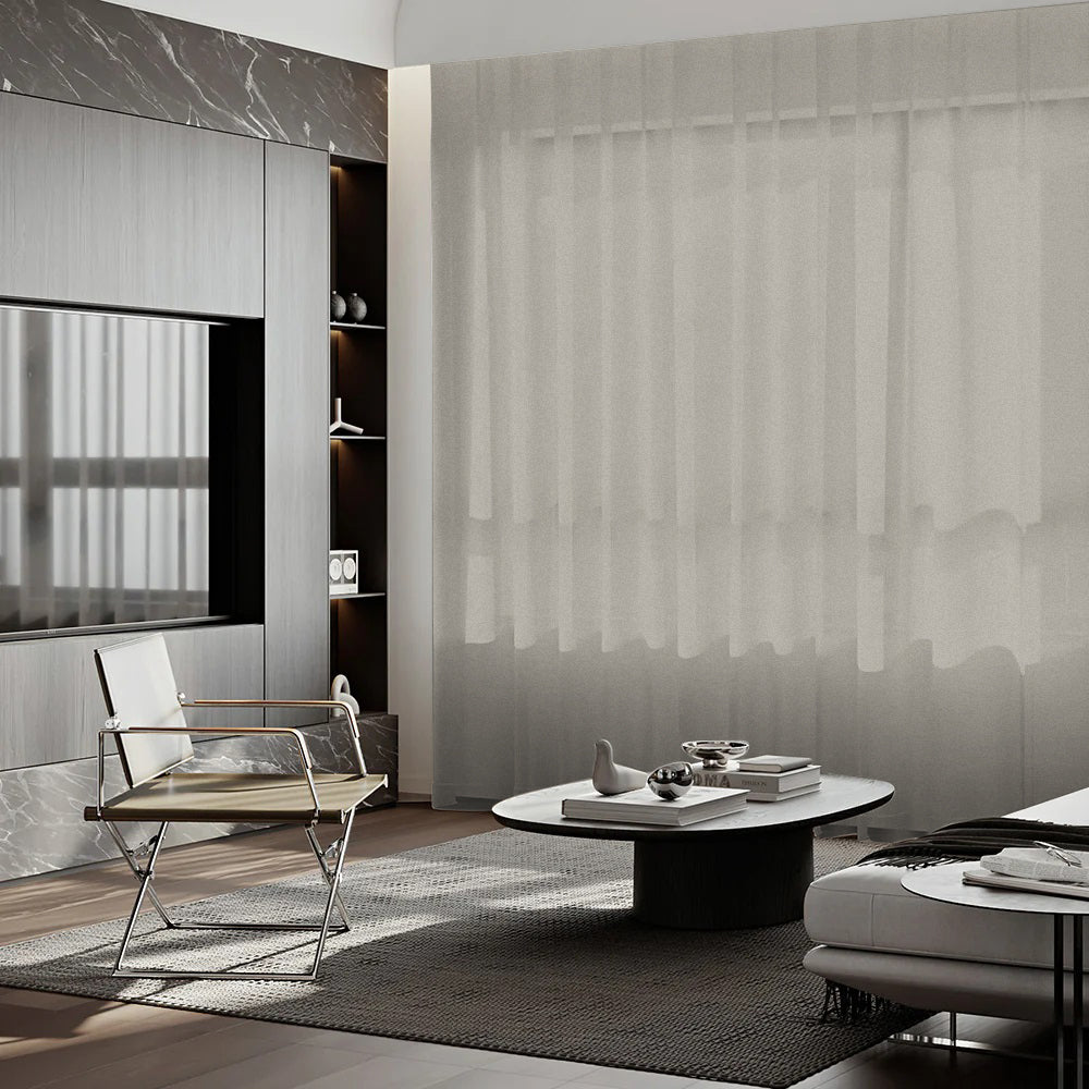 Sunny Linen Blackout Ripple Fold Curtain with Track Kit