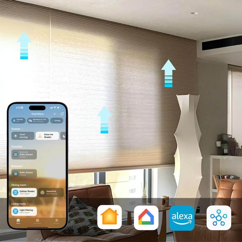 Nico Motorized Light Filtering Waterproof Cellular Shades