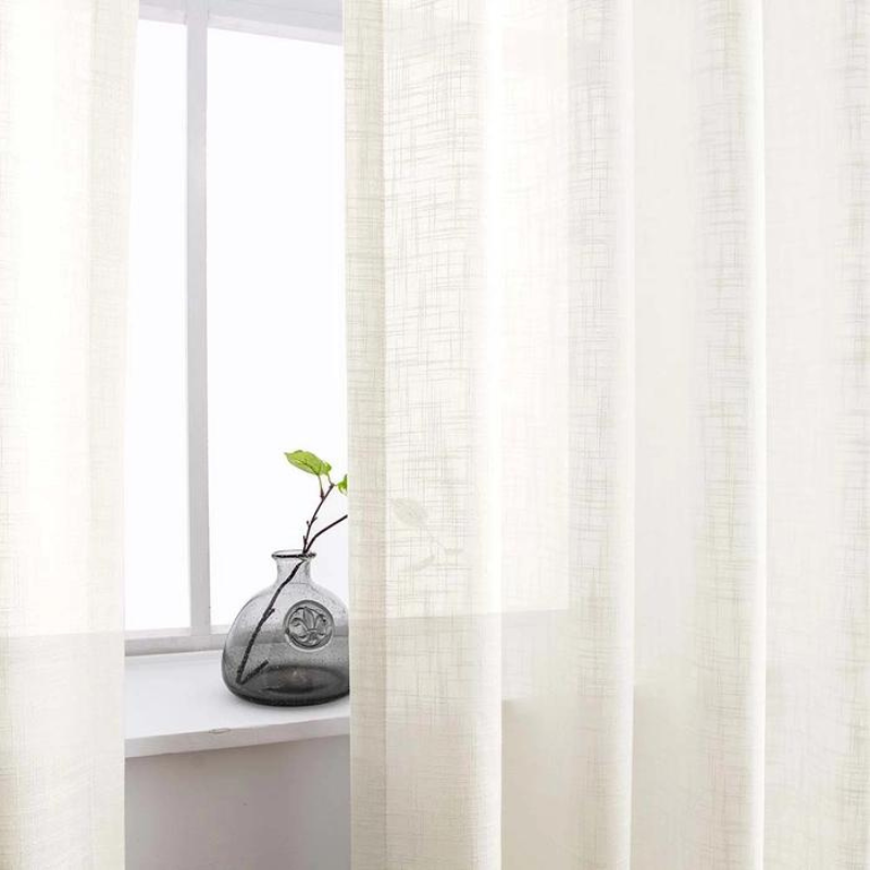 Linen Semi Sheer Curtains Pleated Ela