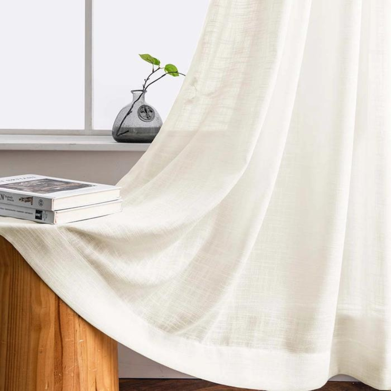 Linen Semi Sheer Curtains Pleated Ela