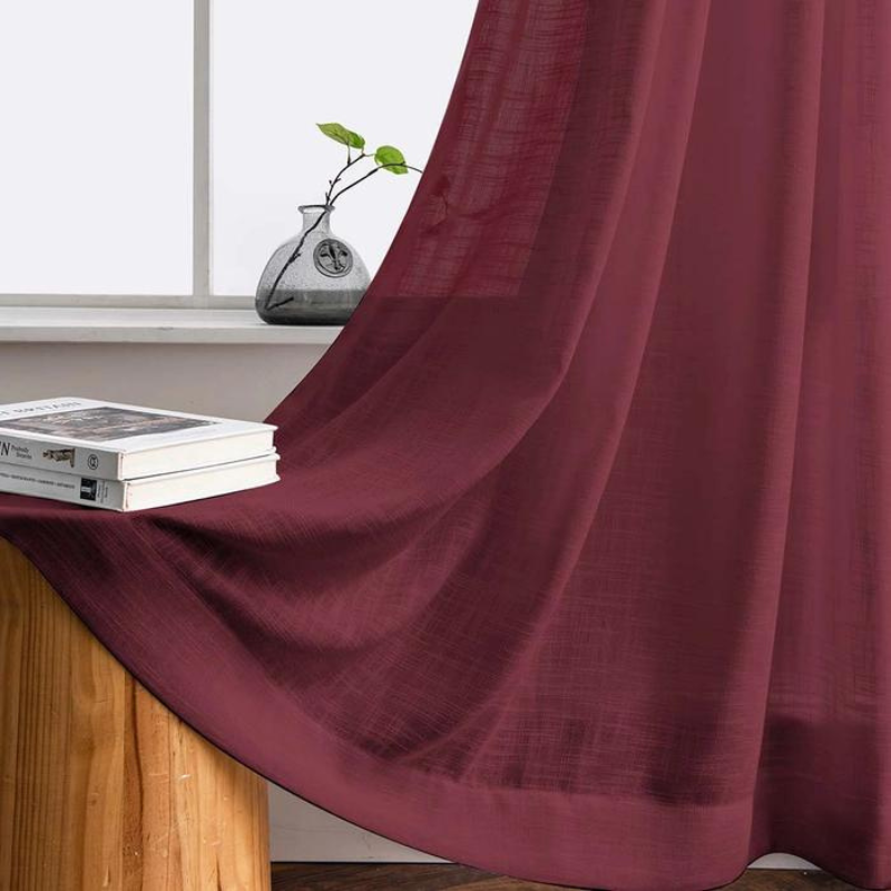 Linen Semi Sheer Curtains Pleated Ela