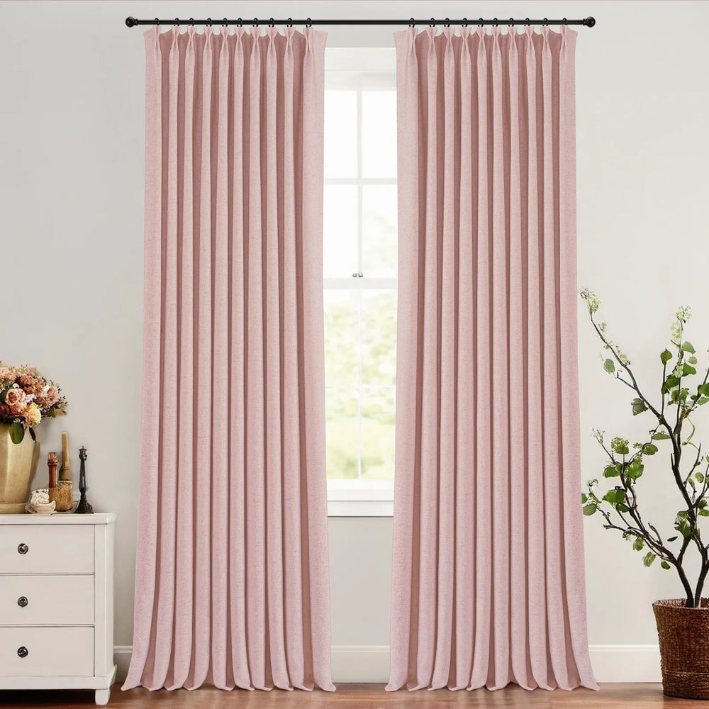 Custom Blackout/Thermal Linen Curtain Pinch Pleat for Bedroom