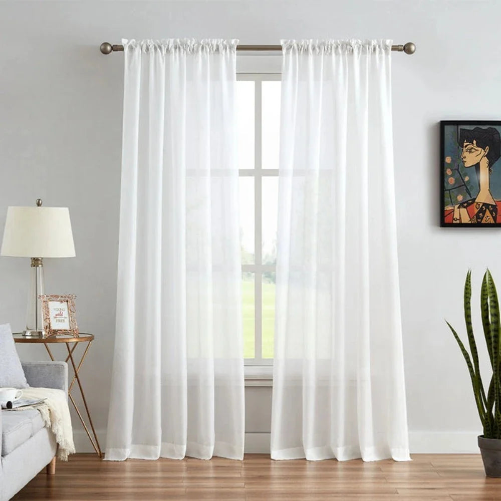 Herringbone Texture Semi Sheer Curtains Pleated Mina