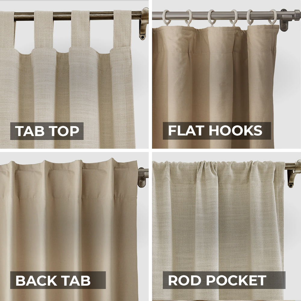 Linen Blackout Ripple Fold Curtain with Track Kit Sunny