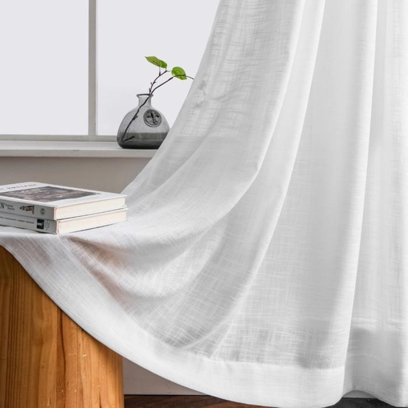 Linen Semi Sheer Curtains Pleated Ela