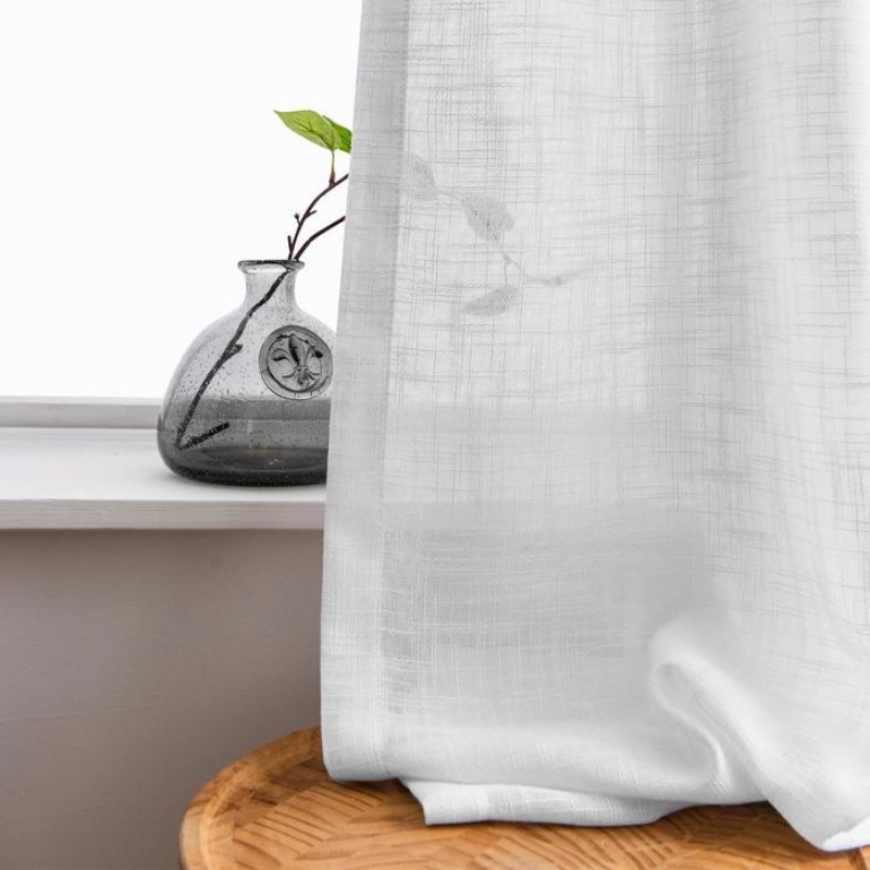 Linen Semi Sheer Curtains Pleated Ela