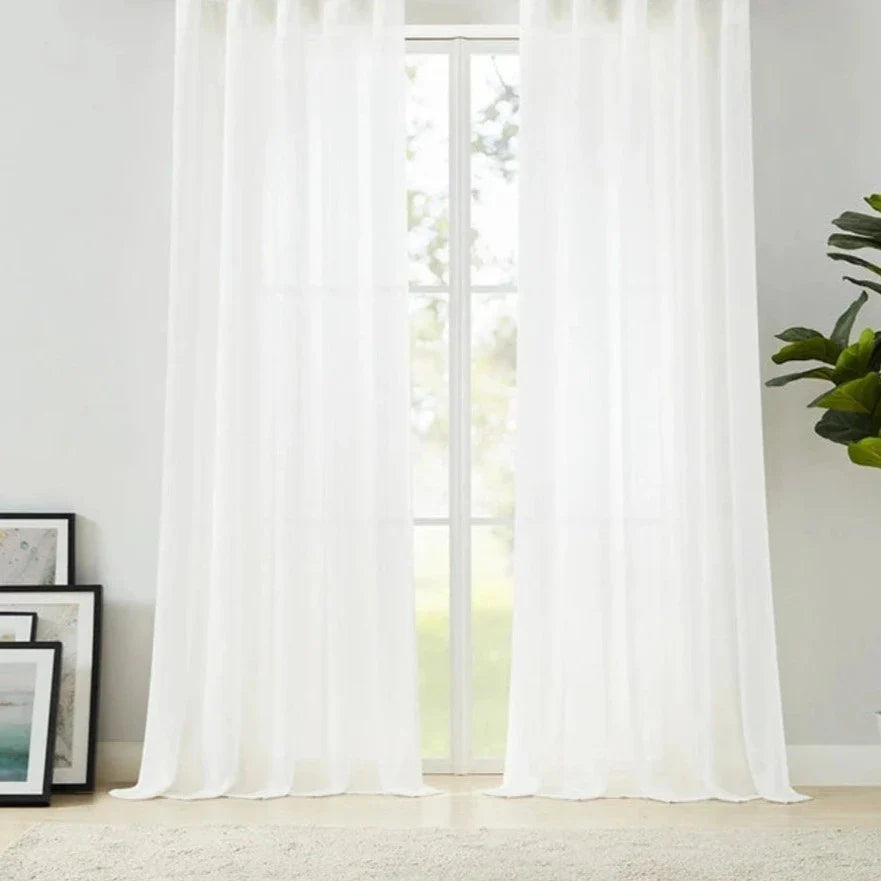 Crepe Texture Semi Sheer Curtains Pleated Vera