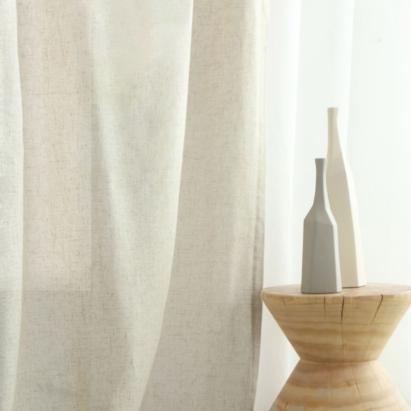 Linen Semi Sheer Curtains Grommet Sora