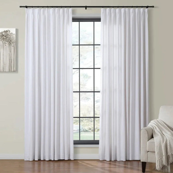 Velvet Pleated Modern Luxury White Curtain, 4 Color Plushy