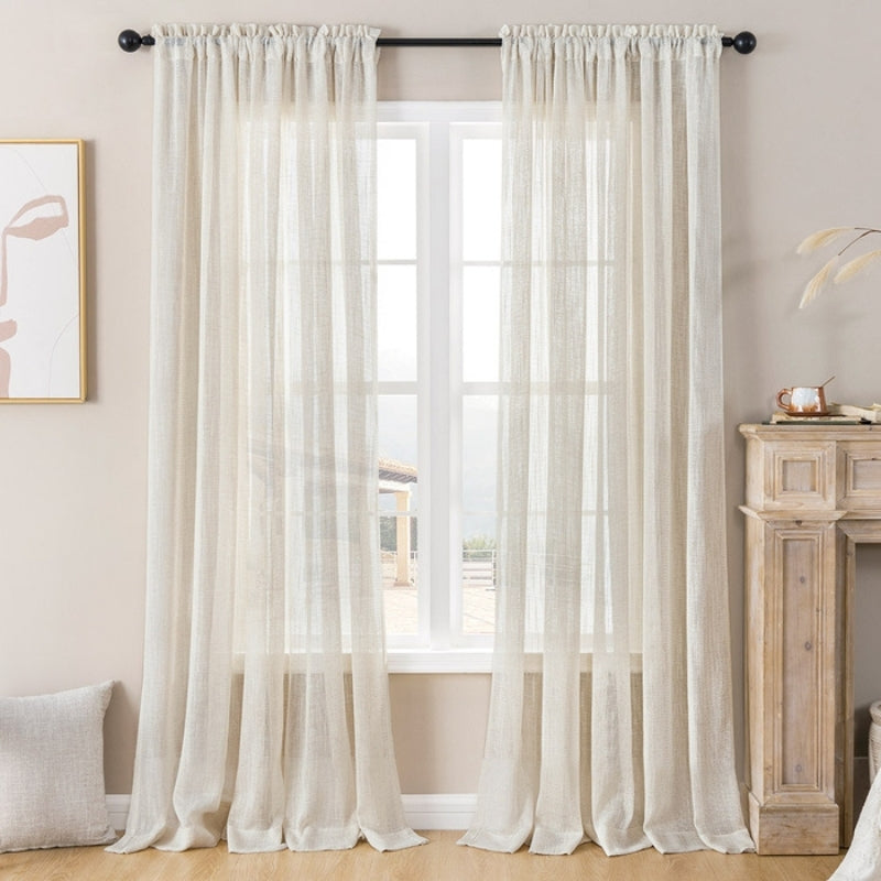 Soft Weave Texture Sheer Curtains Linen Soft Top Eden