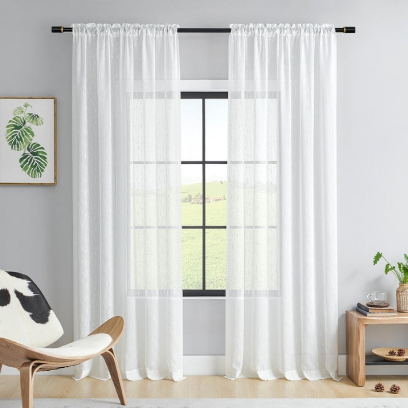 Raindrop Texture Sheer Curtains Pleated Cara