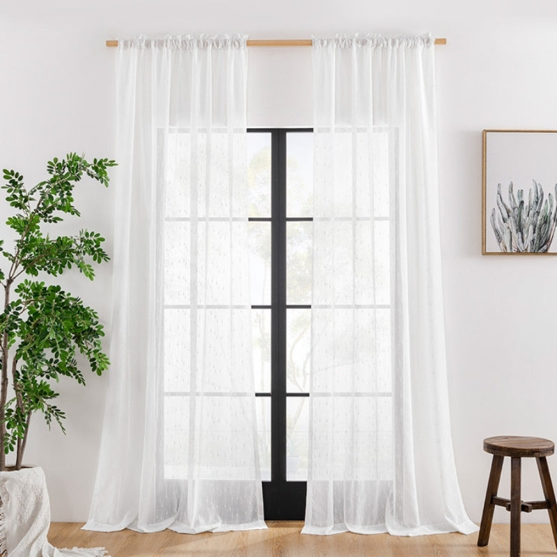 Raindrop Texture Sheer Curtains Soft Top Cara