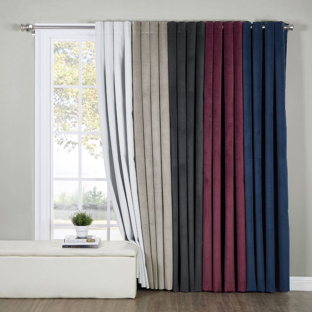 Velvet Minimalist Curtain Grommet Cloud