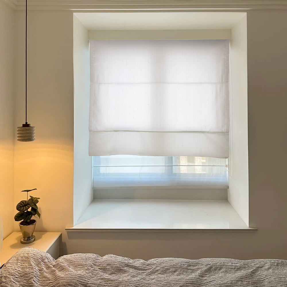 Cara White Sheer Roman Shades Cordless/Corded