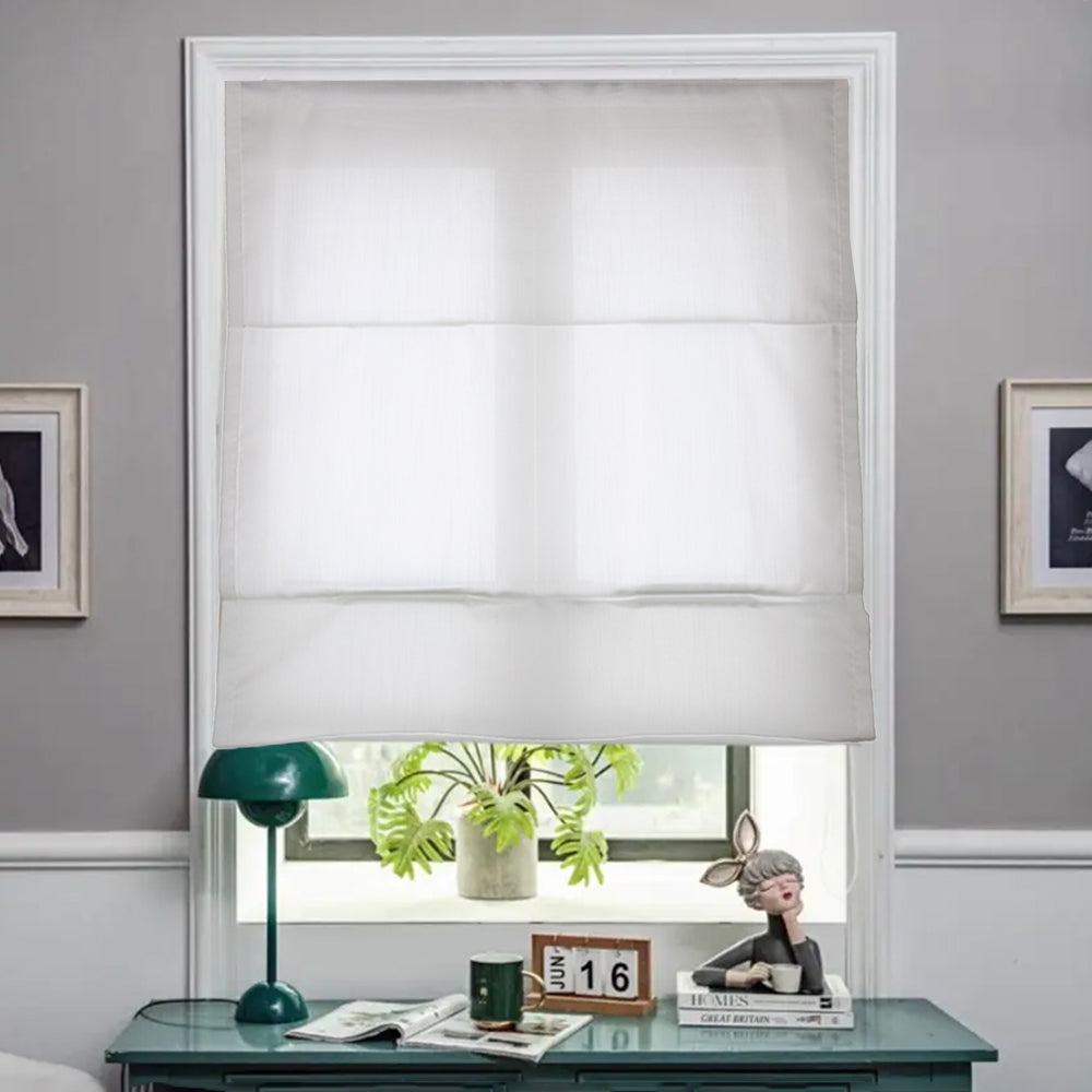 Faye White Sheer Roman Shades Cordless/Corded